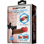 PRETTY LOVE - STARKS HARNESS BRIEFS MULTI-SPEED VIBRATION DILDO 17,5 CM LIGHT BROWN - Amore24