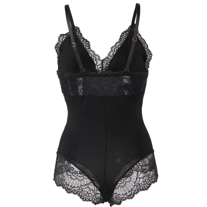 SUBBLIME - BLACK FLORAL LACE DETAIL TEDDY L/XL - Amore24
