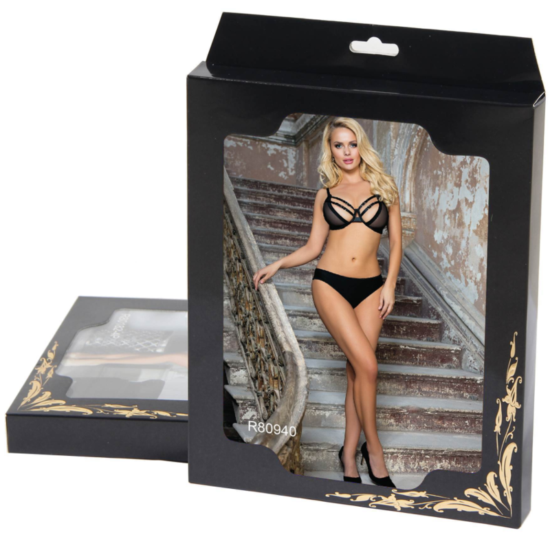 SUBBLIME - TWO PIECE SET OF TRANSPARENCY BRA AND S/M STRIPS - Amore24