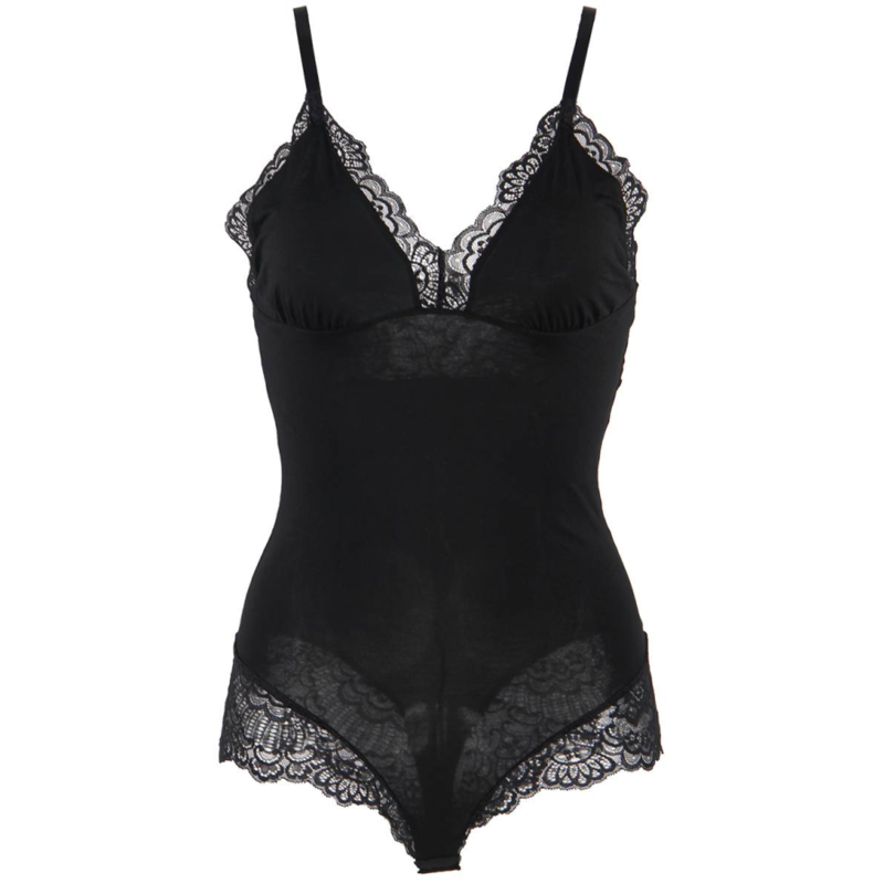 SUBBLIME - BLACK FLORAL LACE DETAIL TEDDY S/M - Amore24