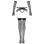 LIVCO CORSETTI FASHION - NEMALIA SET GARTER + STOCKINGS + GLOVES BLACK - Amore24