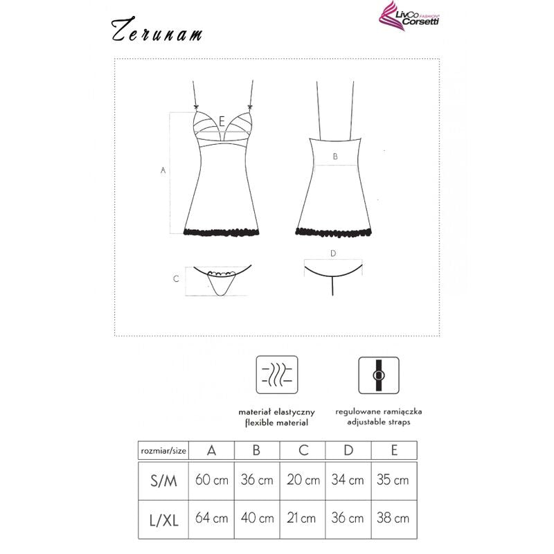 LIVCO CORSETTI FASHION - ZERUNAM SET BABYDOLL + BLACK THONG - Amore24