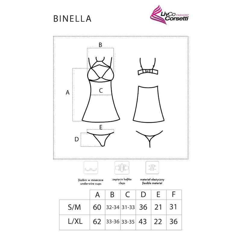 LIVCO CORSETTI FASHION - BINELLA SET BABYDOLL + THONG BLACK - Amore24