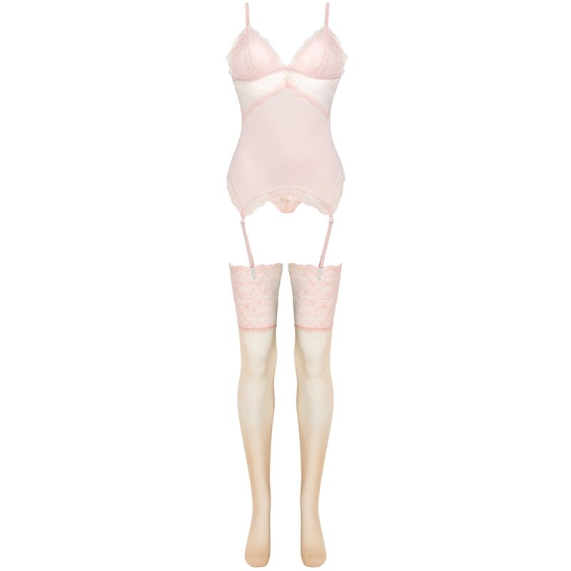 LIVCO CORSETTI FASHION - PERSINNE PEACH SET CORSET + PANTY + STOCKINGS - Amore24