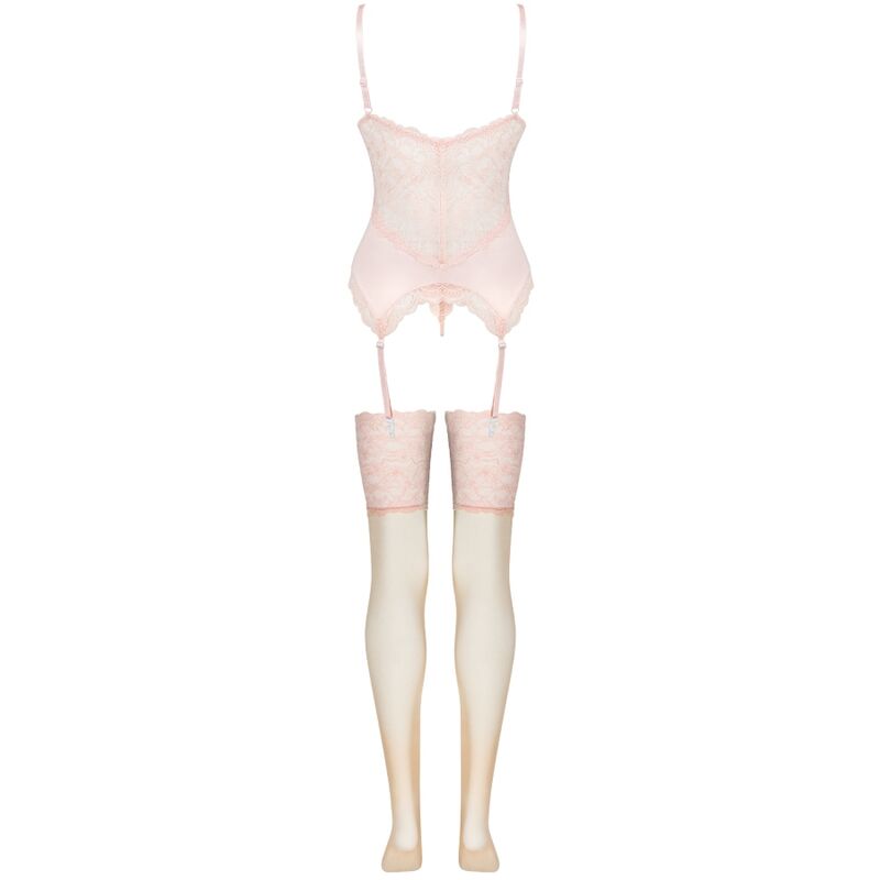 LIVCO CORSETTI FASHION - PERSINNE PEACH SET CORSET + PANTY + STOCKINGS - Amore24