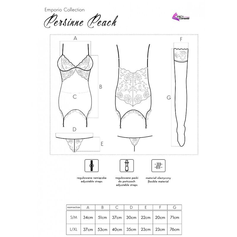 LIVCO CORSETTI FASHION - PERSINNE PEACH SET CORSET + PANTY + STOCKINGS - Amore24