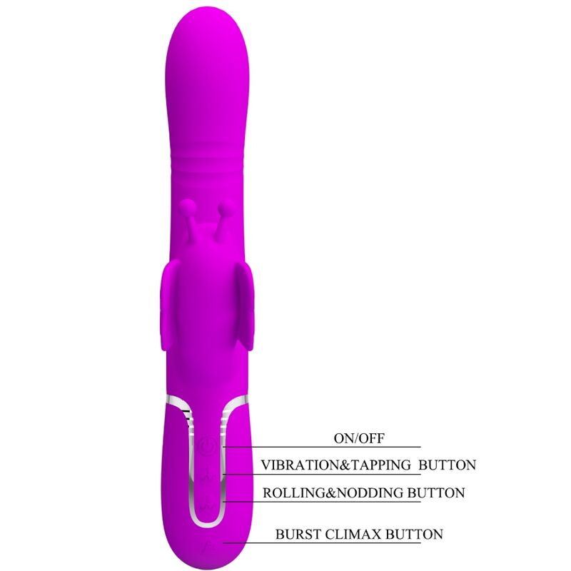 PRETTY LOVE - MULTIFUNCTION RABBIT VIBRATOR 4 IN 1 BUTTERFLY FUCHSIA - Amore24