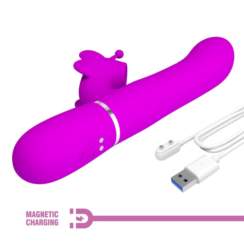 PRETTY LOVE - MULTIFUNCTION RABBIT VIBRATOR 4 IN 1 BUTTERFLY FUCHSIA - Amore24