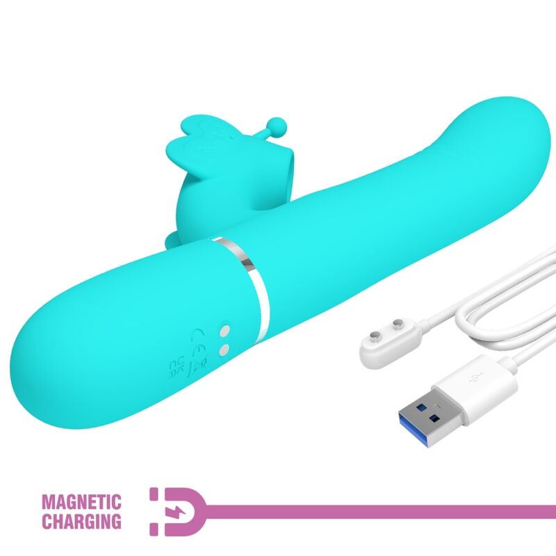 PRETTY LOVE - MULTIFUNCTION RABBIT VIBRATOR 4 IN 1 BUTTERFLY AQUA GREEN - Amore24