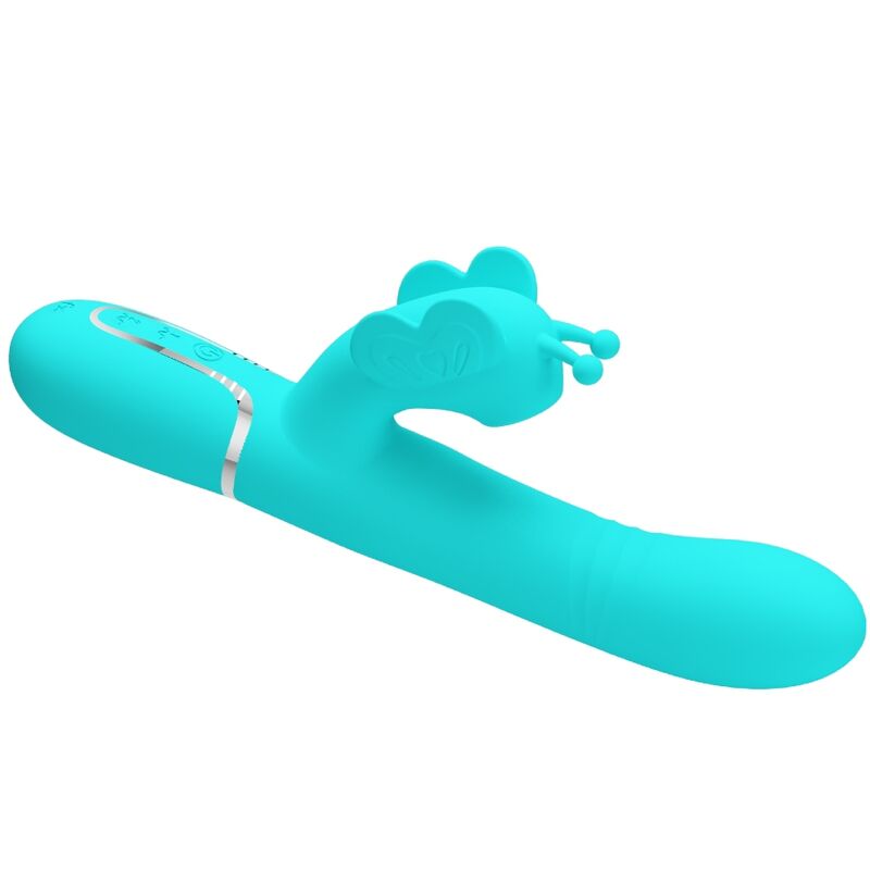 PRETTY LOVE - MULTIFUNCTION RABBIT VIBRATOR 4 IN 1 BUTTERFLY AQUA GREEN - Amore24
