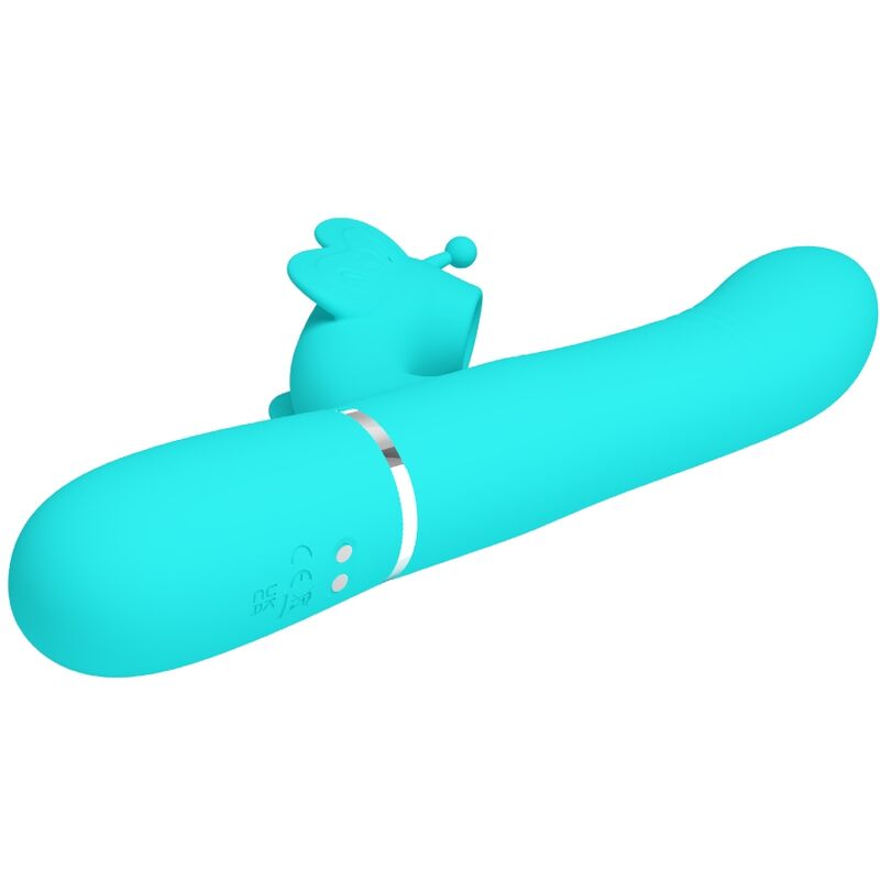 PRETTY LOVE - MULTIFUNCTION RABBIT VIBRATOR 4 IN 1 BUTTERFLY AQUA GREEN - Amore24