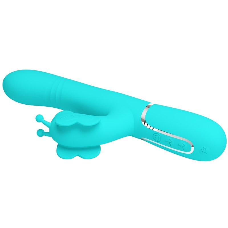 PRETTY LOVE - MULTIFUNCTION RABBIT VIBRATOR 4 IN 1 BUTTERFLY AQUA GREEN - Amore24