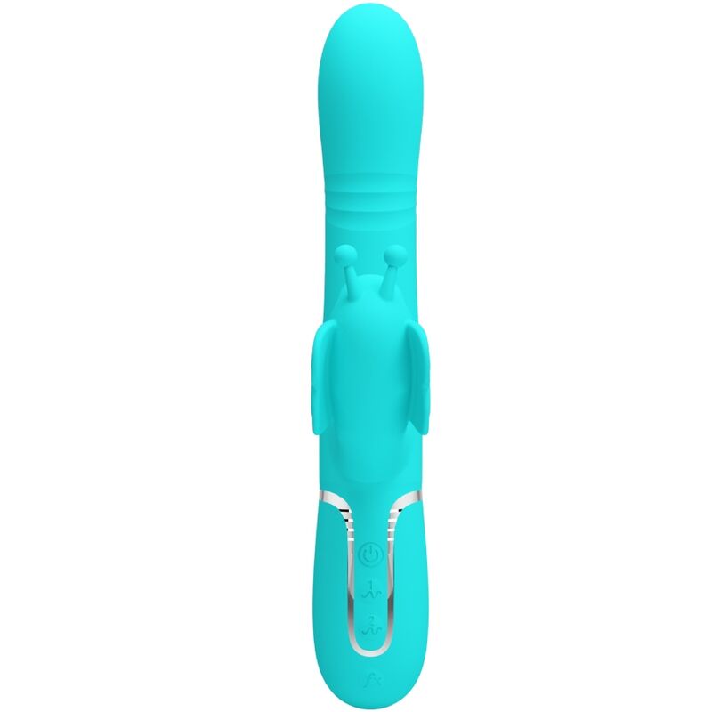 PRETTY LOVE - MULTIFUNCTION RABBIT VIBRATOR 4 IN 1 BUTTERFLY AQUA GREEN - Amore24