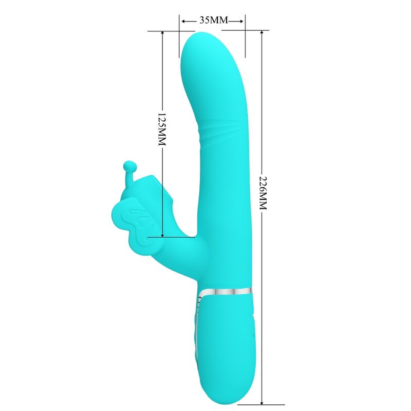 PRETTY LOVE - MULTIFUNCTION RABBIT VIBRATOR 4 IN 1 BUTTERFLY AQUA GREEN - Amore24