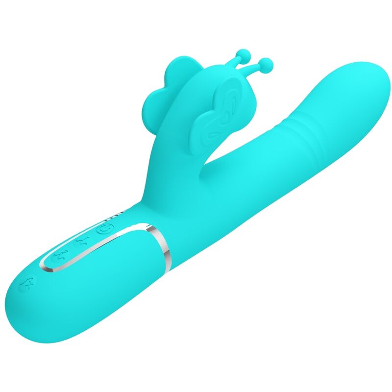 PRETTY LOVE - MULTIFUNCTION RABBIT VIBRATOR 4 IN 1 BUTTERFLY AQUA GREEN - Amore24
