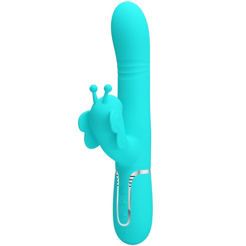 PRETTY LOVE - MULTIFUNCTION RABBIT VIBRATOR 4 IN 1 BUTTERFLY AQUA GREEN - Amore24