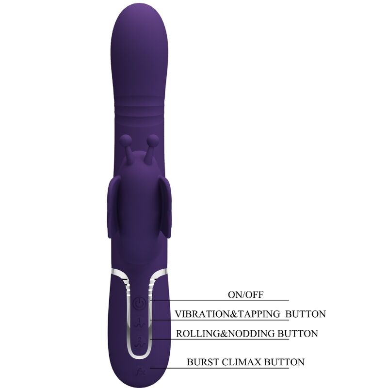 PRETTY LOVE - MULTIFUNCTION RABBIT VIBRATOR 4 IN 1 BUTTERFLY PURPLE - Amore24