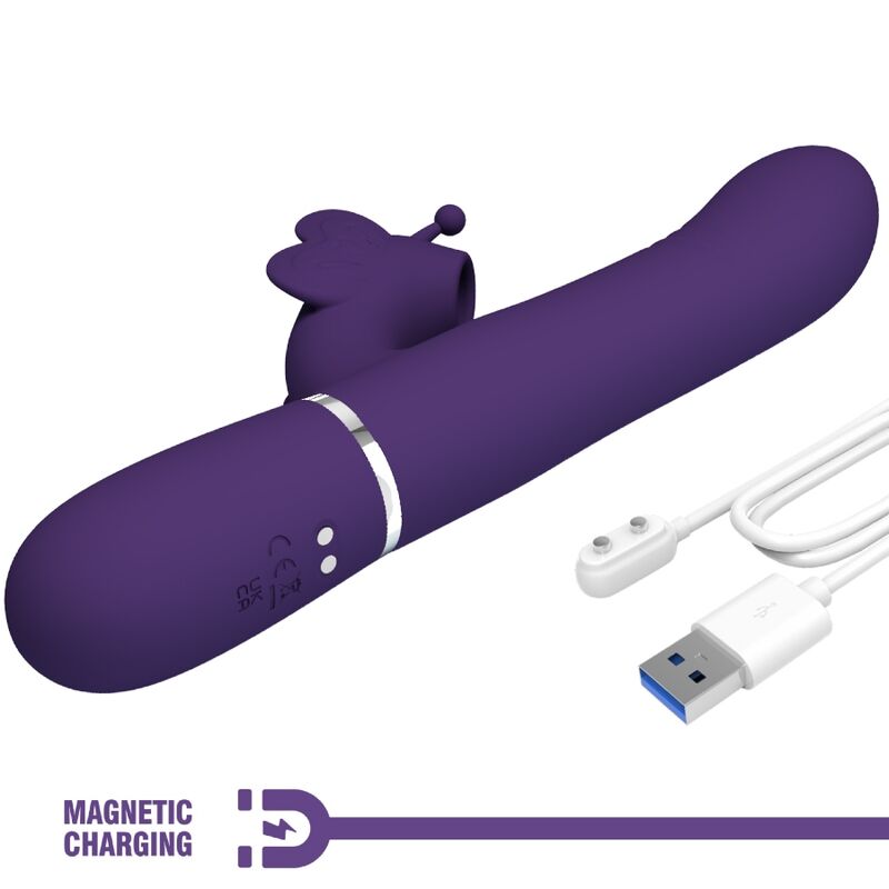 PRETTY LOVE - MULTIFUNCTION RABBIT VIBRATOR 4 IN 1 BUTTERFLY PURPLE - Amore24