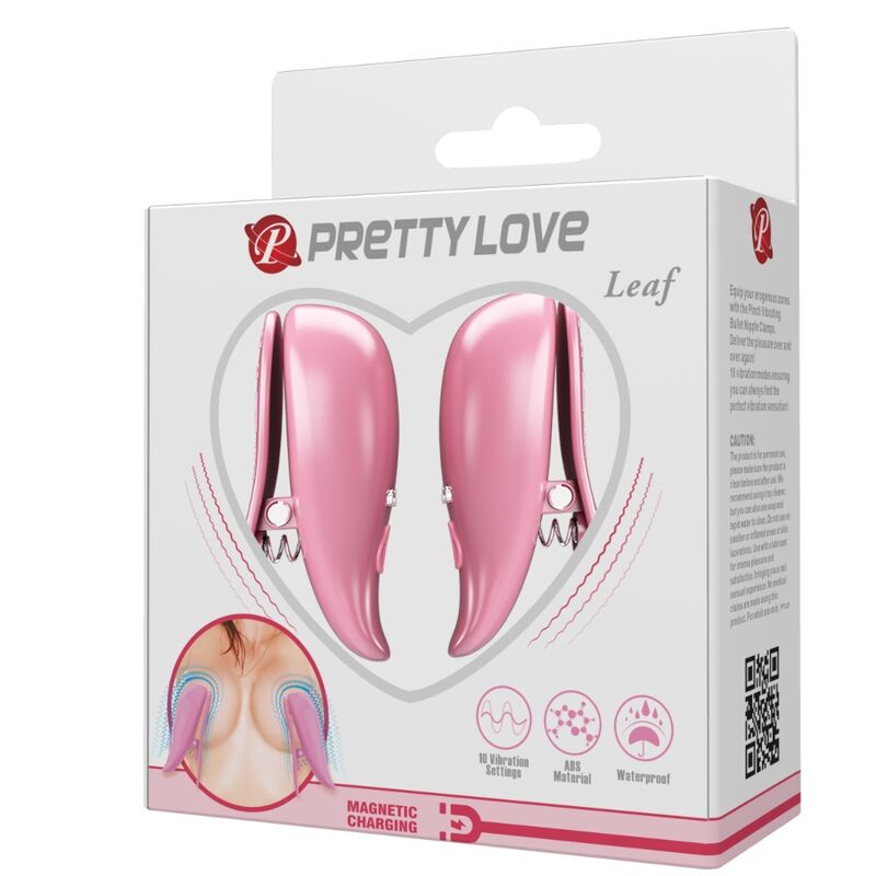 PRETTY LOVE - LEAF VIBRATING NIPPLE CLAMPS PINK - Amore24