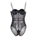 SUBBLIME - BLACK CHAIN SUSPENDERS BODYSUIT L/XL - Amore24