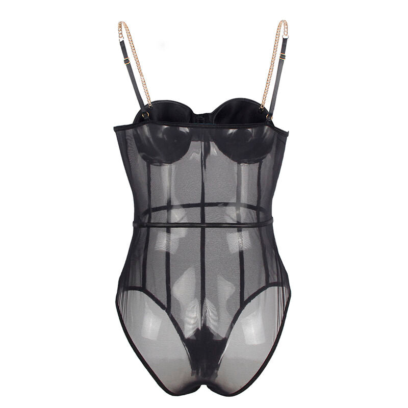 SUBBLIME - BLACK CHAIN SUSPENDERS BODYSUIT L/XL - Amore24
