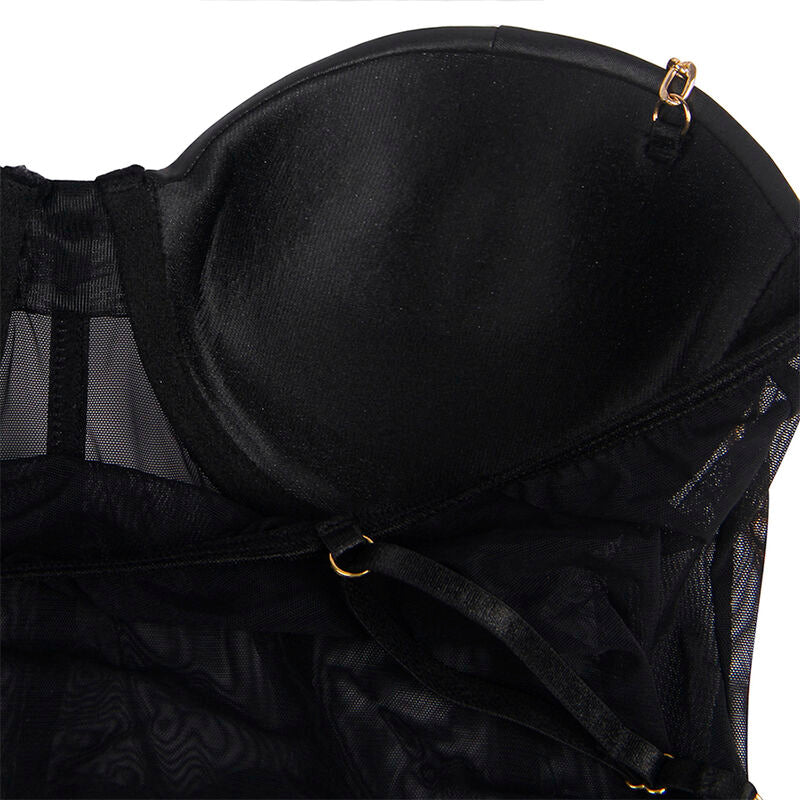 SUBBLIME - BLACK CHAIN SUSPENDERS BODYSUIT L/XL - Amore24