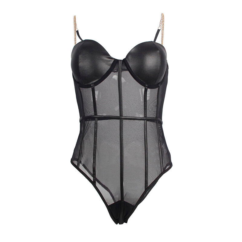 SUBBLIME - BLACK CHAIN SUSPENDERS BODYSUIT L/XL - Amore24