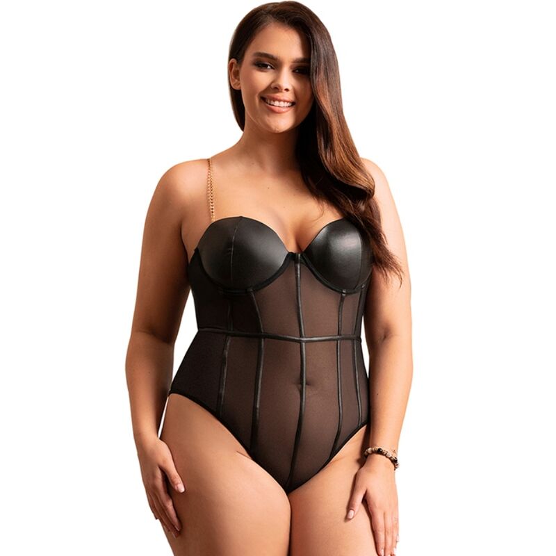 SUBBLIME - BLACK CHAIN SUSPENDERS BODYSUIT L/XL - Amore24