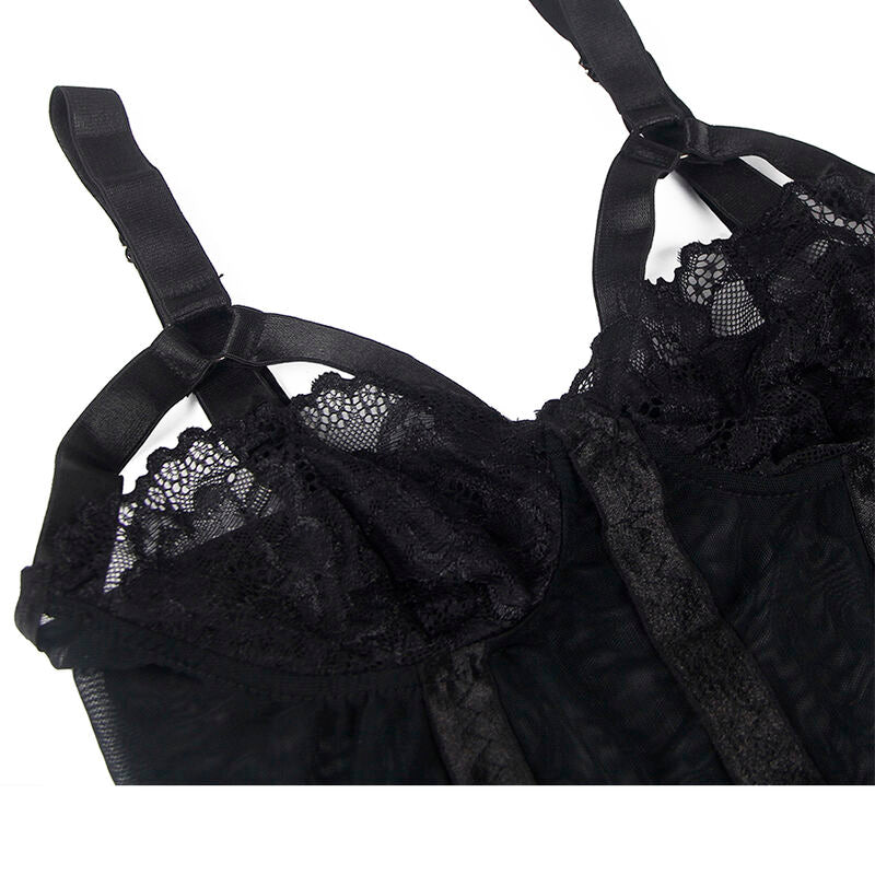 SUBBLIME - TEDDY WITH GARTER STRAP DETAIL CHEST BLACK L/XL - Amore24