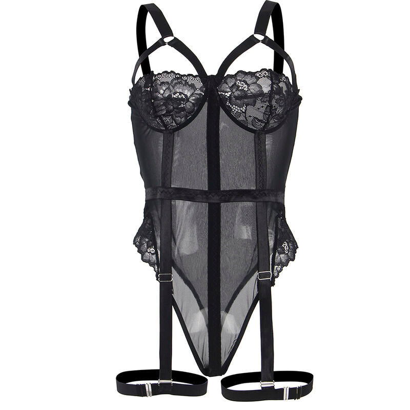 SUBBLIME - TEDDY WITH GARTER STRAP DETAIL CHEST BLACK L/XL - Amore24