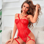 SUBBLIME - TEDDY WITH GARTER STRAP DETAIL CHEST RED L/XL - Amore24