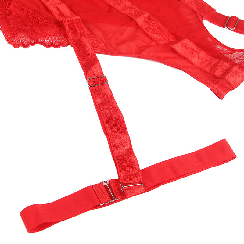 SUBBLIME - TEDDY WITH GARTER STRAP DETAIL CHEST RED L/XL - Amore24