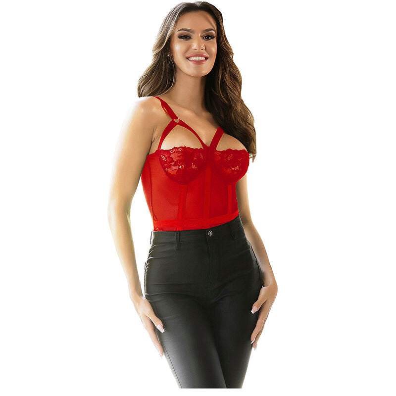SUBBLIME - TEDDY WITH GARTER STRAP DETAIL CHEST RED L/XL - Amore24