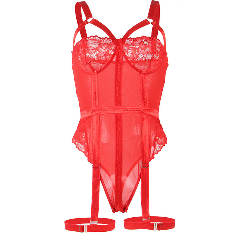 SUBBLIME - TEDDY WITH GARTER STRAP DETAIL CHEST RED L/XL - Amore24