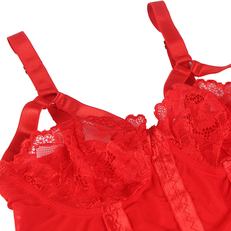SUBBLIME - TEDDY WITH GARTER STRAP DETAIL CHEST RED L/XL - Amore24