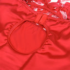 SUBBLIME - SATIN BABYDOLL WITH LACE RED L/XL - Amore24
