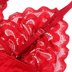 SUBBLIME - SATIN BABYDOLL WITH LACE RED L/XL - Amore24