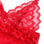 SUBBLIME - SATIN BABYDOLL WITH LACE RED L/XL - Amore24