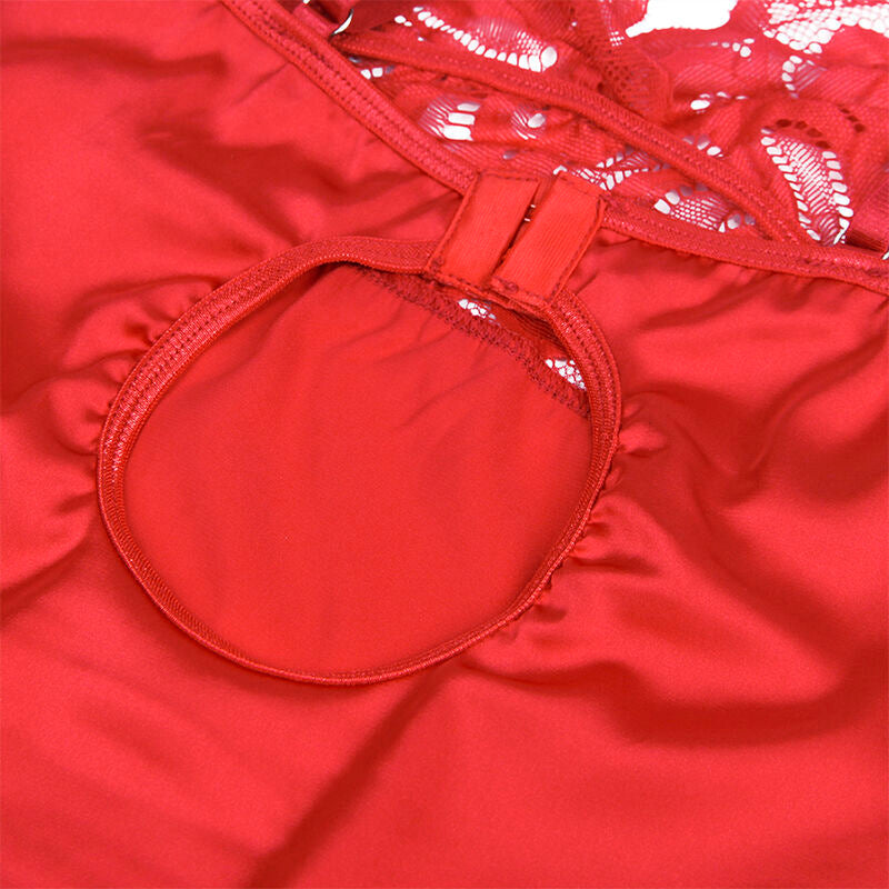 SUBBLIME - SATIN BABYDOLL WITH LACE RED L/XL - Amore24