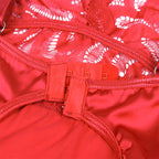 SUBBLIME - SATIN BABYDOLL WITH LACE RED L/XL - Amore24