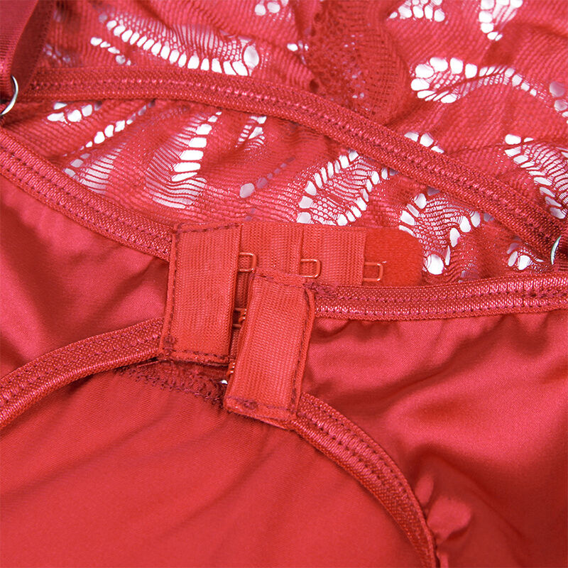 SUBBLIME - SATIN BABYDOLL WITH LACE RED L/XL - Amore24