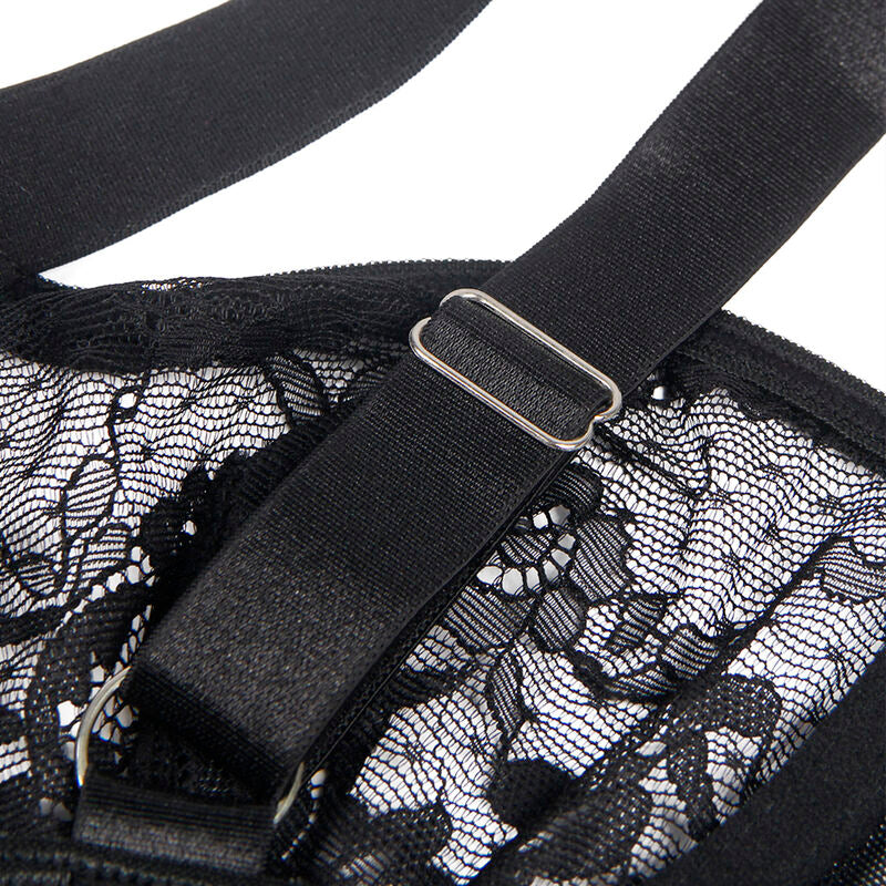 SUBBLIME - TEDDY WITH GARTER WITH LACE DETAIL AND STRIPS BLACK S/M - Amore24