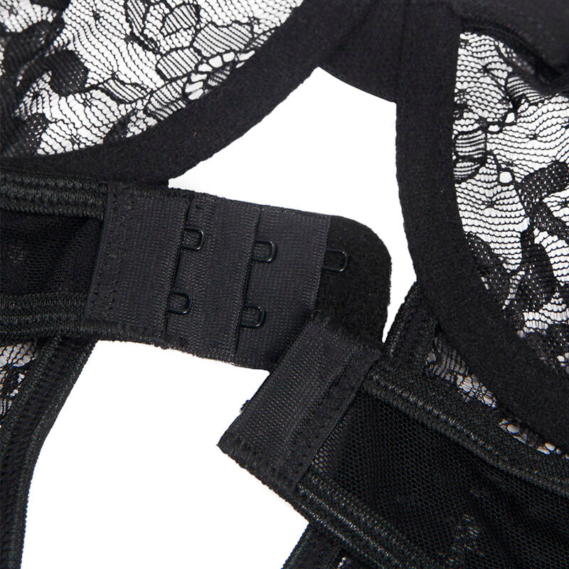 SUBBLIME - TEDDY WITH GARTER WITH LACE DETAIL AND STRIPS BLACK S/M - Amore24