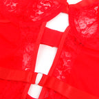 SUBBLIME - TEDDY WITH GARTER WITH LACE DETAIL AND STRIPS RED L/XL - Amore24