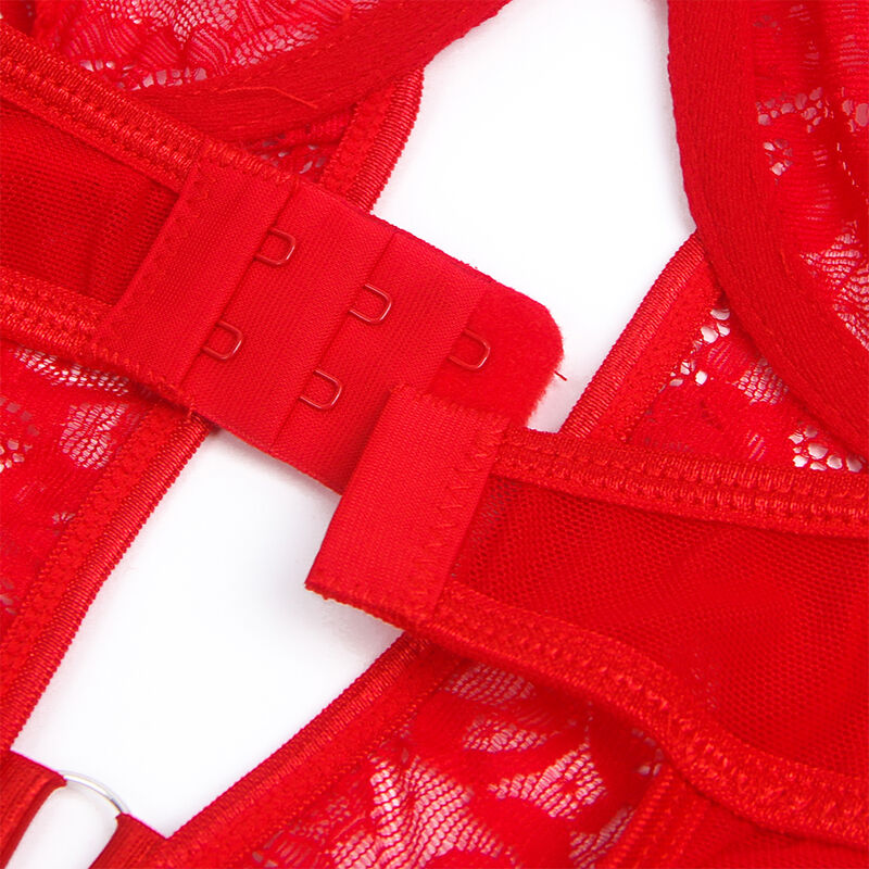 SUBBLIME - TEDDY WITH GARTER WITH LACE DETAIL AND STRIPS RED L/XL - Amore24