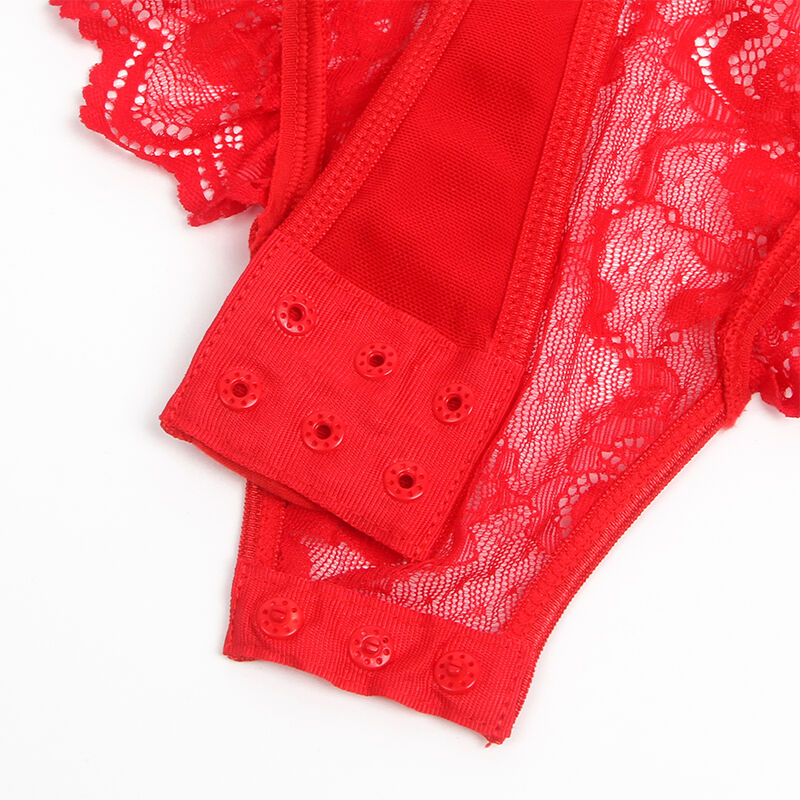 SUBBLIME - TEDDY WITH GARTER WITH LACE DETAIL AND STRIPS RED L/XL - Amore24