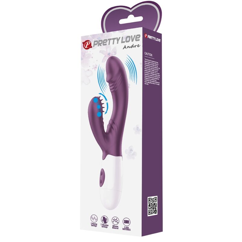 PRETTY LOVE - ANDRE RABBIT VIBRATOR & G-POINT STIMULATOR PURPLE - Amore24