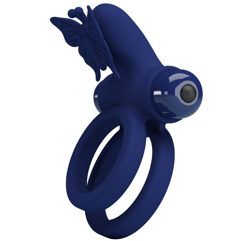 PRETTY LOVE - JAMELE DOUBLE RING WITH VIBRATION & BUTTERFLY STIMULATOR BLUE - Amore24