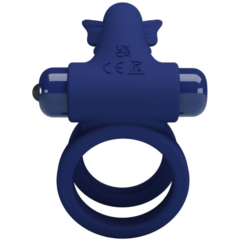 PRETTY LOVE - JAMELE DOUBLE RING WITH VIBRATION & BUTTERFLY STIMULATOR BLUE - Amore24