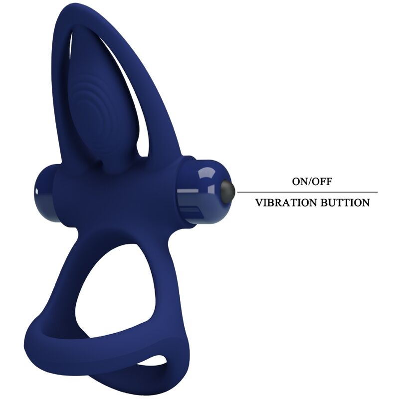 PRETTY LOVE - MAT DOUBLE RING WITH VIBRATION & STIMULATOR BLUE - Amore24